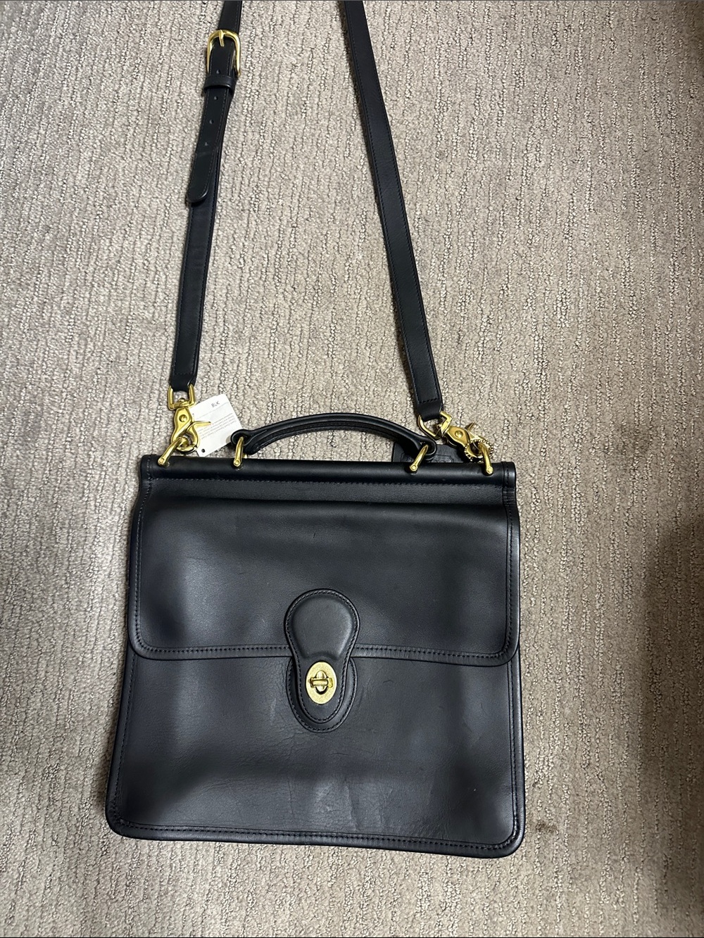 Coach Black Leather Top-Handle Satchel with Gold Hardware Willis Bag